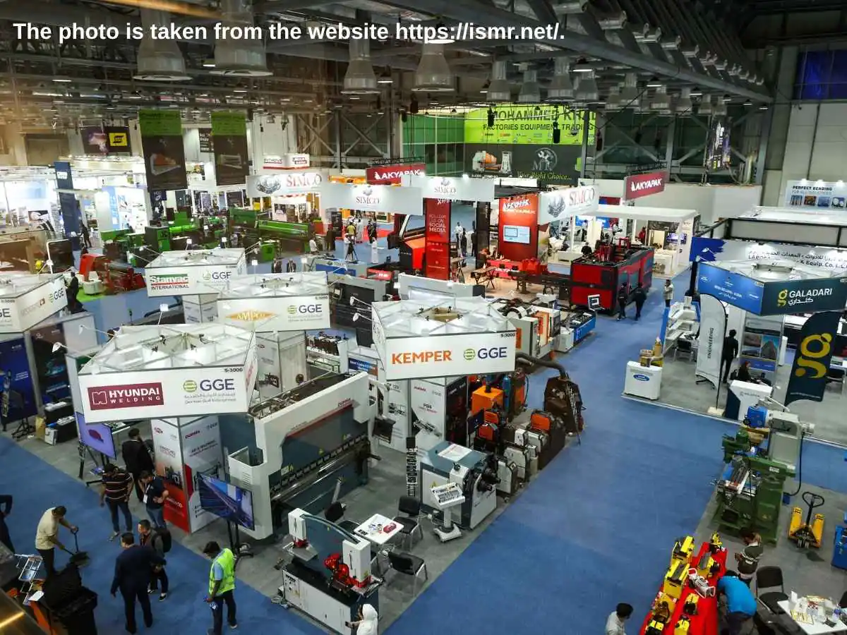 SteelFab  2027 exhibition stand in Sharjah with welding demo area and technical meeting space at Expo Centre Sharjah
