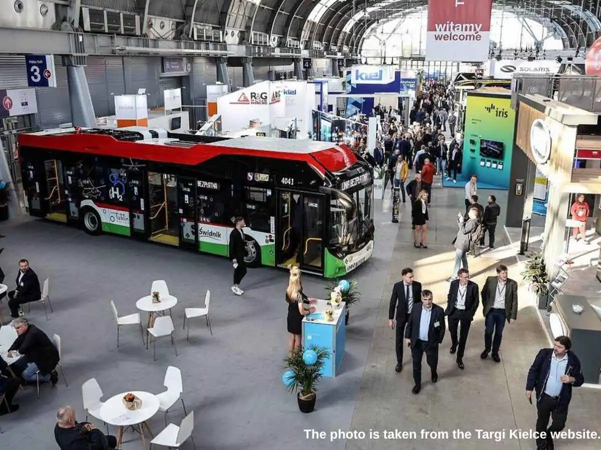 Transexpo  2026 stand in Kielce with bus display space and meeting area at Targi Kielce