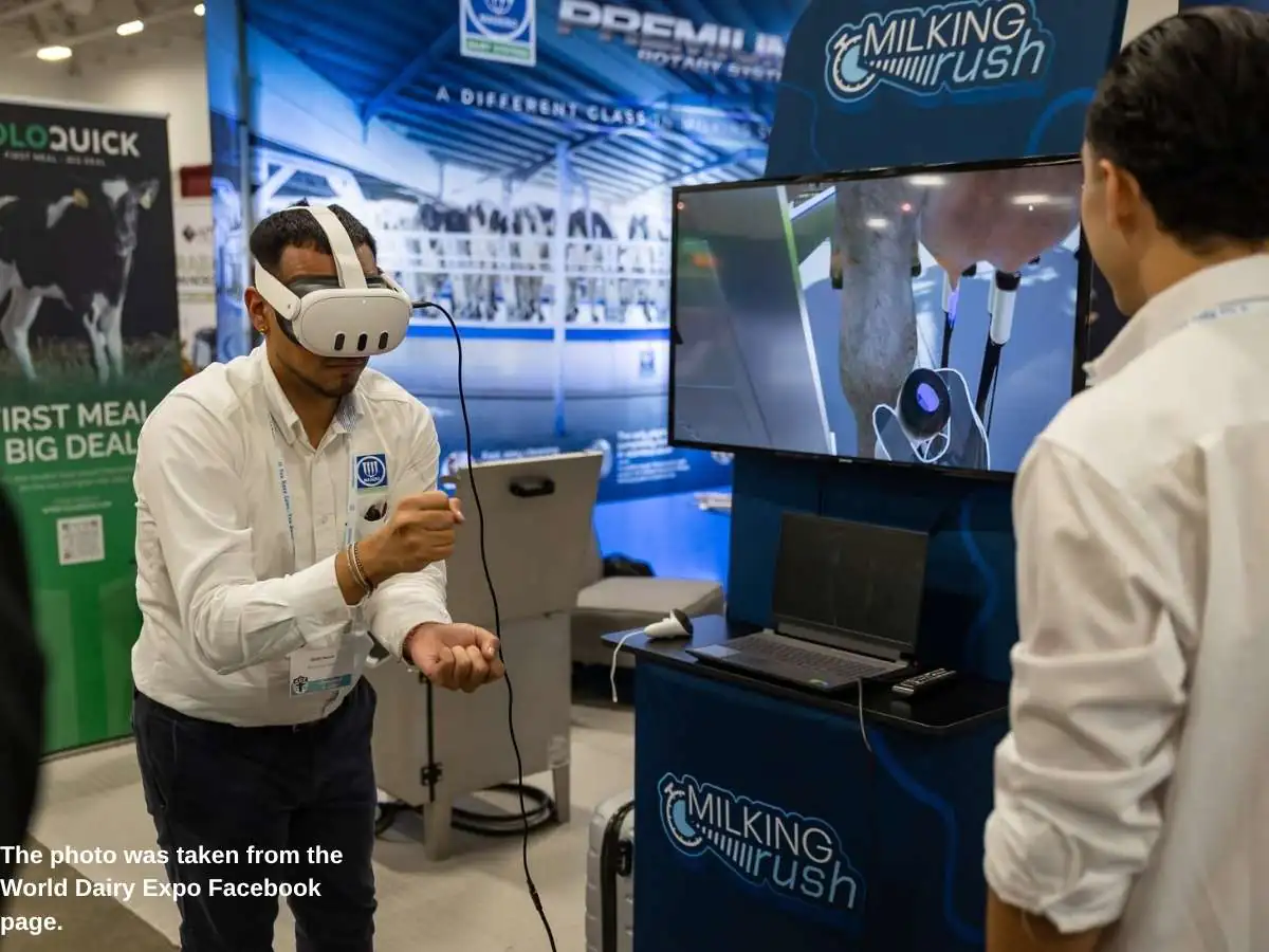 World Dairy Expo  2026 stand in Madison with dairy product demo counter and meeting area